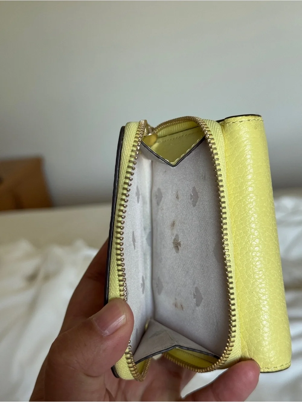 Kate Spade Kayla Small L-Zip Pebbled Leather Wallet - Lime Slushy EUC $129 msrp